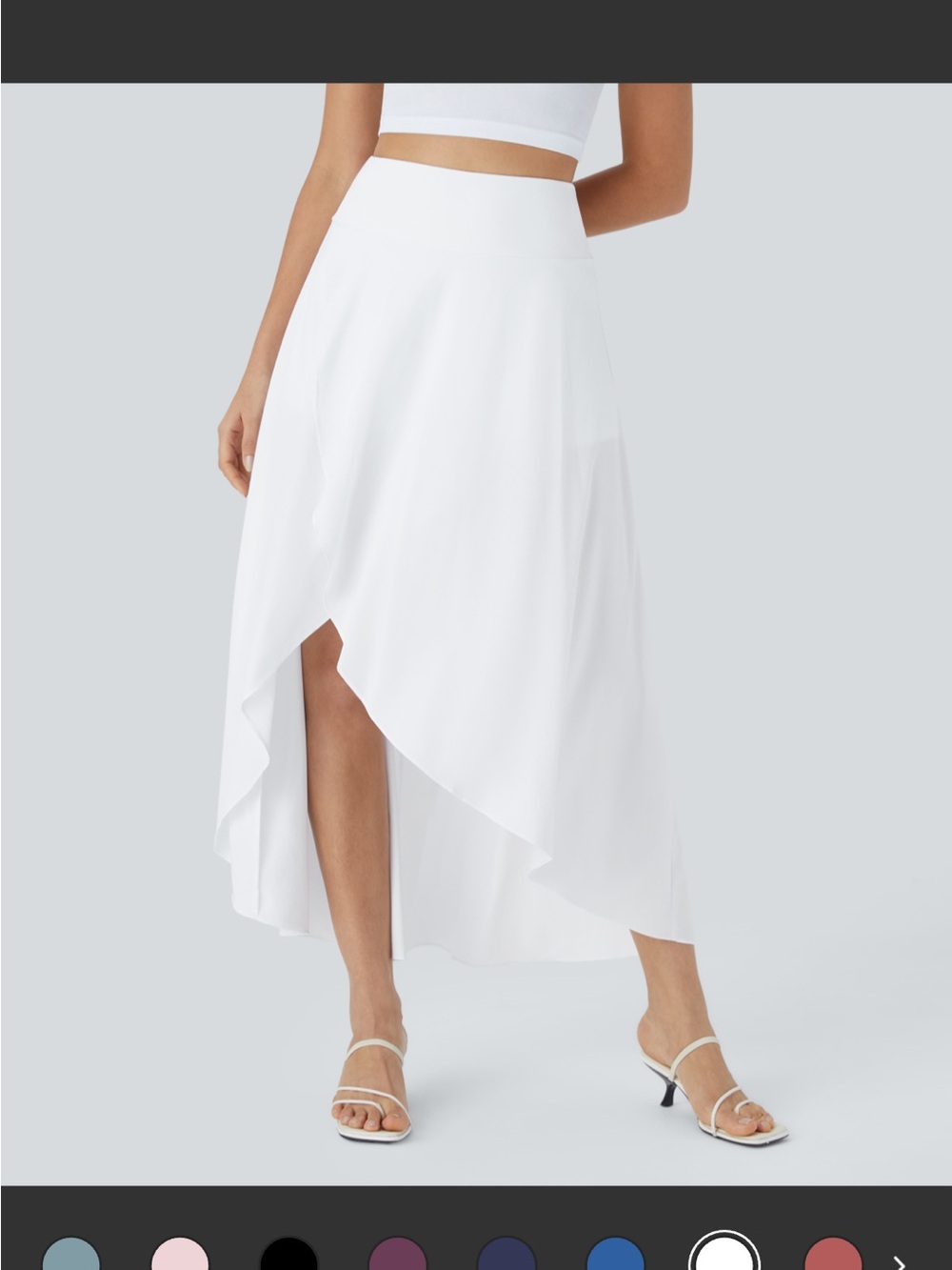 HALARA White High-Low Midi Skirt